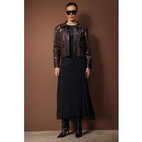 WOVCOR Women's Lined Lace Knit Midi Skirt in Black | Size: XS