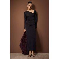 WOVCOR Women's One Shoulder Knitted Maxi Evening Dress in Black | Size: Small