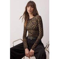 WOVCOR Women's Leopard Print Stretch Knit Bodysuit | Size: Medium