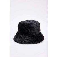 WOVCOR Women's Plush Faux Fur Bucket Hat in Black