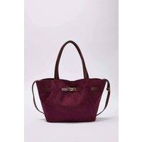 WOVCOR Women's Suede Tote With Soft Handle & Cross-Body Strap in Plum