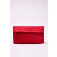 WOVCOR Women's Soft Suede Foldover Clutch Bag in Red