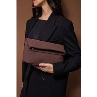 WOVCOR Women's Soft Suede Foldover Clutch Bag in Brown