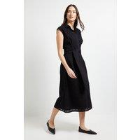 Principles Women's Broderie Tie Waist Midi Shirt Dress in Black | Size: 18