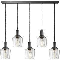 Industville Sleek Glass Schoolhouse 5 Wire Cluster Lights - 5.5 inch - Clear in Dark Grey | Size: Large