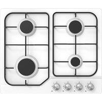 Statesman 4 Zone Gas Glass Hob, Front Dial Control, Automatic Ignition, 60 cm in White