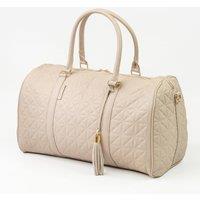 Gino Ferrari Pisa Quilted Faux Leather Holdall - 36L Weekend & Overnight Duffle Bag in Beige