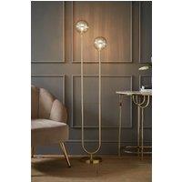ValueLights Chessy Asymmetric Ribbed Glass Globe Gold Dual 2 Way Stem Floor Lamp