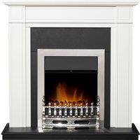 Adam Fires & Fireplaces Adam Georgian Fireplace in Pure White & Black with Blenheim Electric Fire in Chrome, 39 Inch in Grey