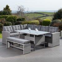 Artemis Home Piana Outdoor Rattan Corner Sofa with Table & Bench in Grey