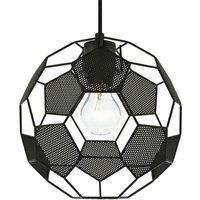 Happy Homewares Modern Matte Black Football Soccer Pendant Lamp Shade with Laser Cut Holes