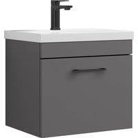 Balterley 1 Drawer Bathroom Wall Hung Vanity Basin Unit D-shaped handle 500mm in Grey