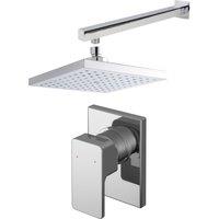 Balterley Concealed Square Manual Valve Arm Head Shower Bundle Set Chrome in Silver