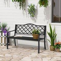 OUTSUNNY Cast Aluminium Garden Bench 2 Seater Antique Park Loveseat, Verdigris in Black