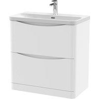 Balterley Bathroom Floor Standing 2 Drawer Vanity, Ceramic Basin, White, 800mm in White