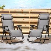VonHaus Verona Set of 2 Padded Folding Zero Gravity Chairs for Garden in Dark Grey | Size: 2 Pack