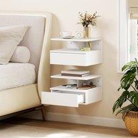 HOMCOM Modern Nightstand Set of 2, Wall Mounted Bedside Cabinet in White