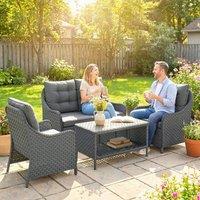 OUTSUNNY 4 Piece Rattan Patio Furniture Set with Removable Cushion Covers in Dark Grey | Size: 4 Pack