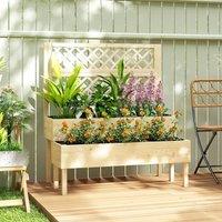 OUTSUNNY 2-Tier Raised Garden Bed with Trellis for Climbing Plants in Natural
