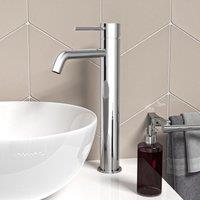 Nes Home Round Single Lever High Rise Bathroom Basin Mono Mixer Chrome Tap in Silver