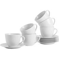 Havendro 48 Piece Classic White Cappuccino Cup & Saucer Set 320ml