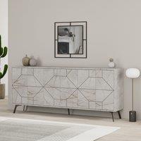 Decortie 6-Doors Push-to-open Doors Sideboard 'Dune' with Metal Legs 183cm in Medium Beige | Size: 3 Pack