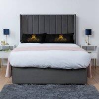 UK Bed Furniture Bella Wingback Divan Bed Base with 54 Inch Headboard - No Storage in Charcoal | Size: Small Double