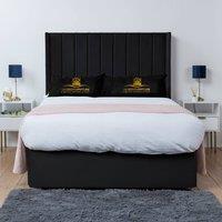 UK Bed Furniture Bella Wingback Divan Bed Base with 54 Inch Headboard - No Storage in Black | Size: Single
