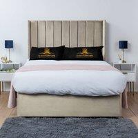 UK Bed Furniture Bella Wingback Divan Bed Base with 54 Inch Headboard - No Storage in Cream | Size: Double
