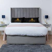 UK Bed Furniture Bella Wingback Divan Bed Base with 54 Inch Headboard - No Storage in Grey | Size: Small Double