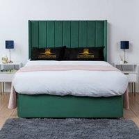 UK Bed Furniture Bella Wingback Divan Bed Base with 54 Inch Headboard - No Storage in Green | Size: Double