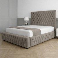 Living Comfort Bedz Countess Plush Velvet Upholstered Bed Slatted Base - 48Inch Headboard in Light Grey | Size: Double