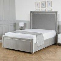 Living Comfort Bedz Verona Upholstered Gas Lift Storage Bed Frame with 48 Inch Headboard in Silver | Size: Small Double