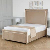 Living Comfort Bedz Verona Upholstered Gas Lift Storage Bed Frame with 48 Inch Headboard in Beige | Size: Double