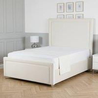 Living Comfort Bedz Verona Upholstered Gas Lift Storage Bed Frame with 48 Inch Headboard in White | Size: Double
