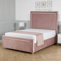 Living Comfort Bedz Verona Upholstered Gas Lift Storage Bed Frame with 48 Inch Headboard in Pink | Size: Small Double