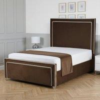Living Comfort Bedz Verona Upholstered Gas Lift Storage Bed Frame with 48 Inch Headboard in Brown | Size: Double