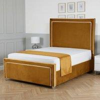 Living Comfort Bedz Verona Upholstered Gas Lift Storage Bed Frame with 48 Inch Headboard in Mustard | Size: Small Double