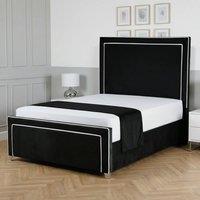 Living Comfort Bedz Verona Upholstered Gas Lift Storage Bed Frame with 48 Inch Headboard in Black | Size: Double