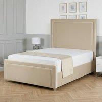 Living Comfort Bedz Verona Upholstered Gas Lift Storage Bed Frame with 48 Inch Headboard in Cream | Size: Small Double
