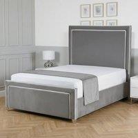 Living Comfort Bedz Verona Upholstered Gas Lift Storage Bed Frame with 48 Inch Headboard in Grey | Size: Small Double