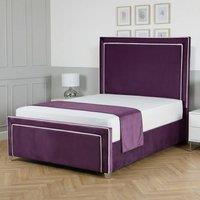 Living Comfort Bedz Verona Upholstered Gas Lift Storage Bed Frame with 48 Inch Headboard in Purple | Size: Small Double