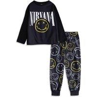 Nirvana Long Sleeve Long Leg Pyjama Set | Black | Official Merch | Size: 3-4 Years