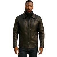 Infinity Leather Men's Warm Mid-Length Leather Biker Coat - Warwick in Black | Size: 2XL