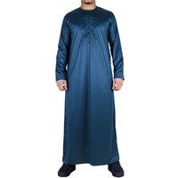 Arabic Thobes Men's Thobe Robe Satin Emirati Islamic Jubba Eid Regular Fit in Olive | Size: Small