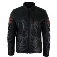 TruClothing Men's Leather Biker Racing Jacket Short in Black | Size: 5XL
