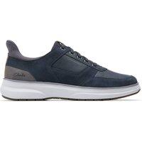 Clarks Men's Mullan Easy Navy Combination Trainers, Lace Up in Blue | Size: 9.5-Wide Fit