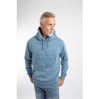 Weird Fish Men's Perranporth Embossed Grindle Hoodie in Mid Blue | Size: 2XL