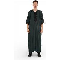 Infinity Leather Men's Moroccan Thobe Jubba Robe Eid Djellaba Gandoura - HM62 in Green | Size: 52L