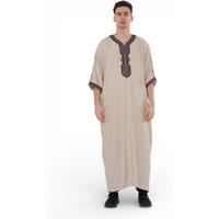 Infinity Leather Men's Moroccan Thobe Robe Djellaba Gandoura Eid Jubba- HM66 in Beige | Size: 60L
